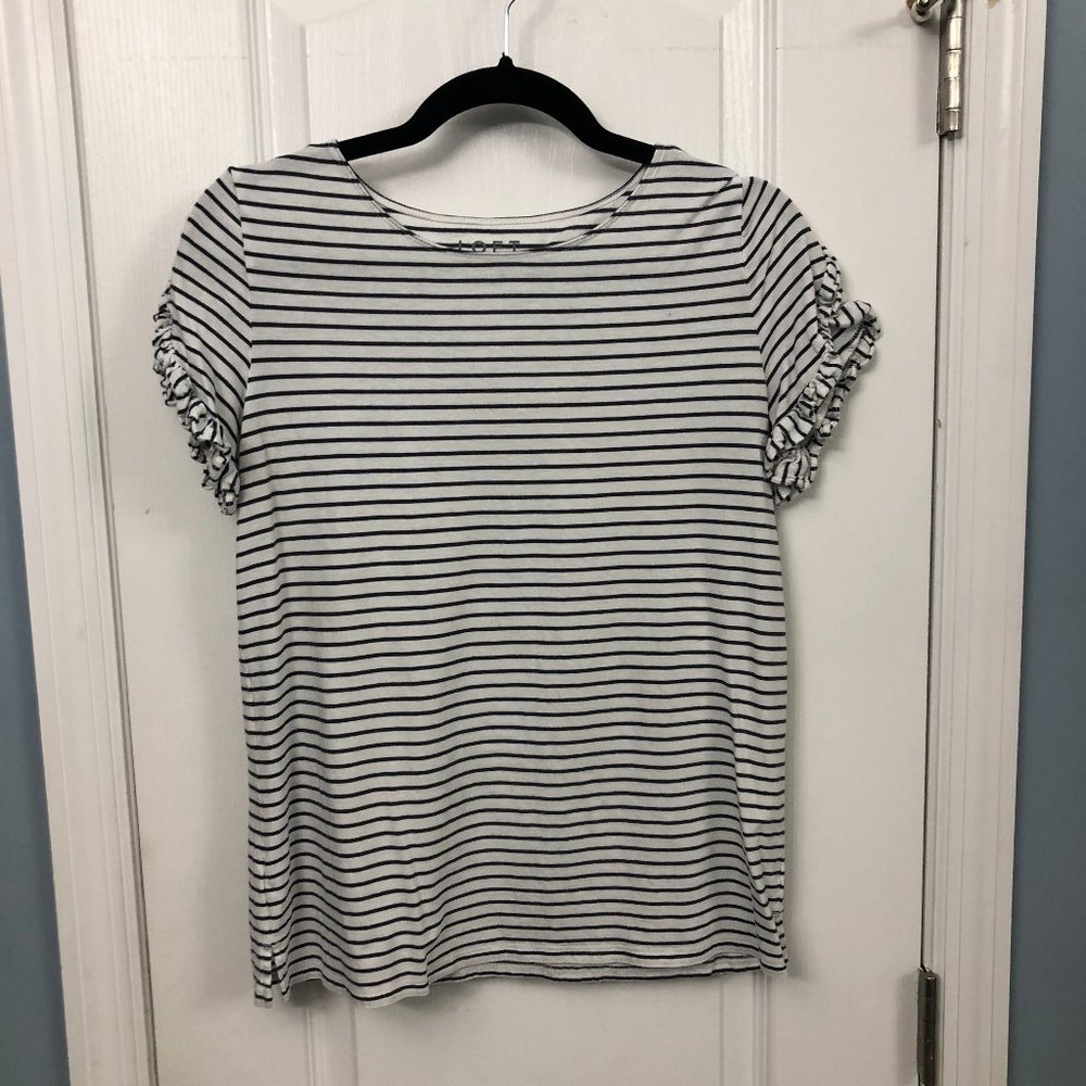 LOFT striped shirt with ruffle sleeves.  used.